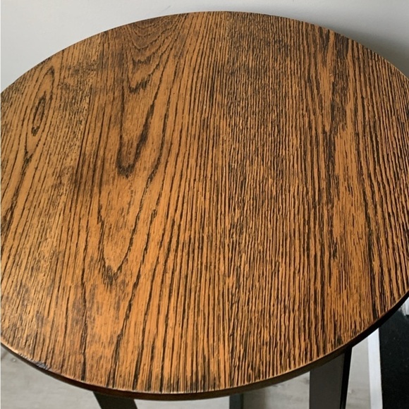 Contemporary Round‎ Chairside Table Wooden metal living room brown MCM - Picture 3 of 9